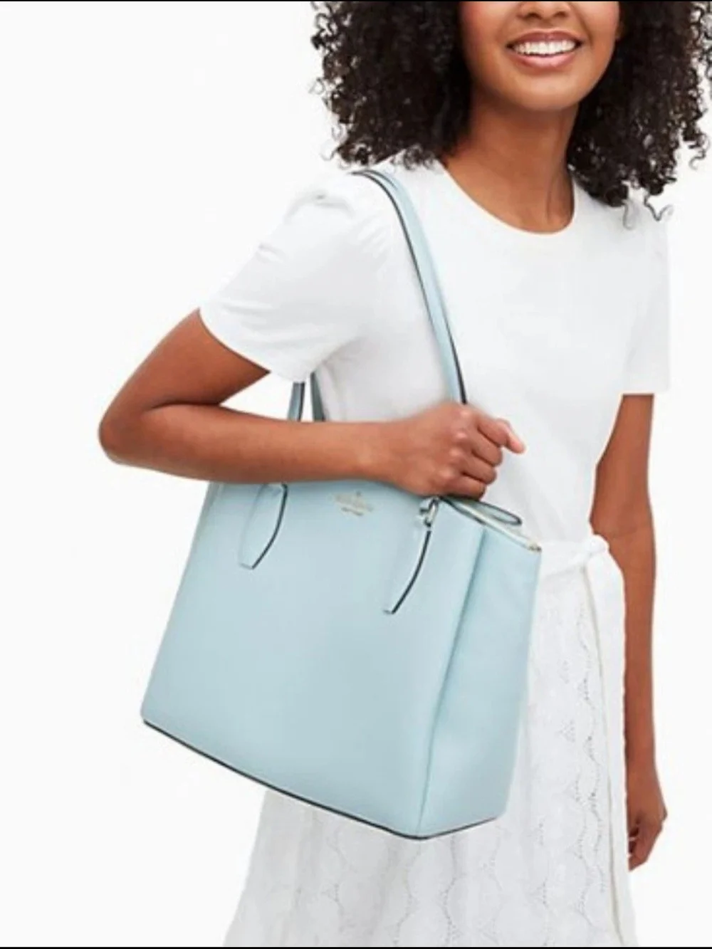 kate spade Light Blue Leather Tote Bag